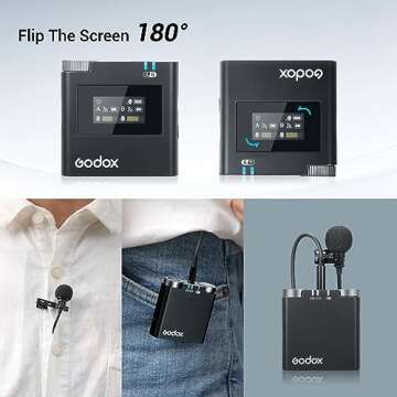 GODOX Virso M2 Wireless Lavalier Microphone System, Built-in Battery Charging Case, 200m(656ft.) Range, Internal Recording, Noise Cancelling Wireless Lapel Microphone for Cameras, PC, Smartphones