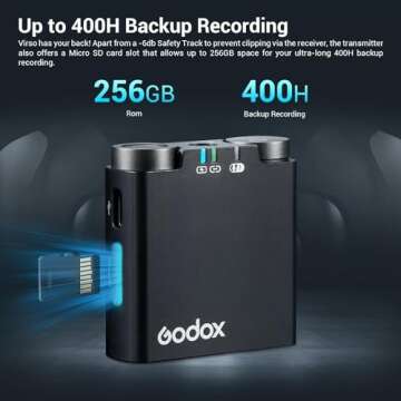 GODOX Virso M2 Wireless Lavalier Microphone System, Built-in Battery Charging Case, 200m(656ft.) Range, Internal Recording, Noise Cancelling Wireless Lapel Microphone for Cameras, PC, Smartphones