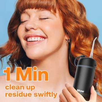 Bitvae P1 Water Dental Flosser, Travel Water Teeth Picks, Cordless Mini Water Dental Flossers with Telescopic Water Tank, IPX7 Waterproof Water Cleaner Picks, Brace & Sensitive Teeth Care, Black