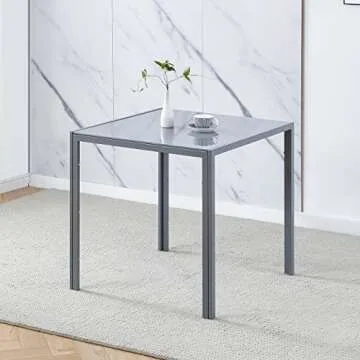 RVEE 3 Pieces Grey Dining Table Set with 2 Chairs