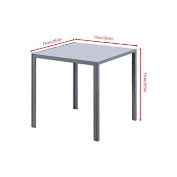 RVEE 3 Pieces Grey Dining Table Set with 2 Chairs