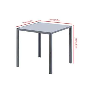 RVEE 3 Pieces Grey Dining Table Set with 2 Chairs