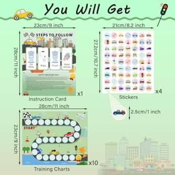 ZCCLINN 15PCS Cars Potty Training Chart - Race Car Transportation Themed Potty Training Reward Chart...