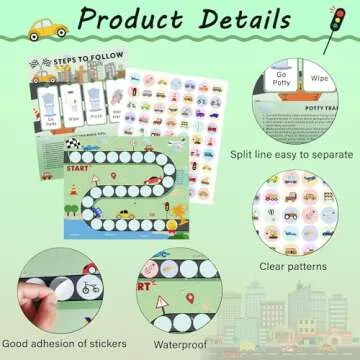 ZCCLINN 15PCS Cars Potty Training Chart - Race Car Transportation Themed Potty Training Reward Chart with Stickers for Toddlers Girls Boys, Vehicle Sticker for Kids Going Toilet Potties Trained