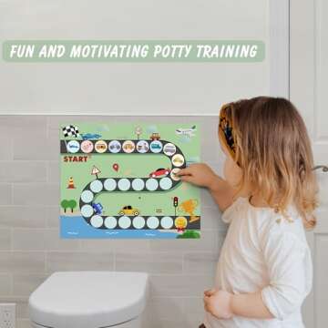 ZCCLINN 15PCS Cars Potty Training Chart - Race Car Transportation Themed Potty Training Reward Chart with Stickers for Toddlers Girls Boys, Vehicle Sticker for Kids Going Toilet Potties Trained
