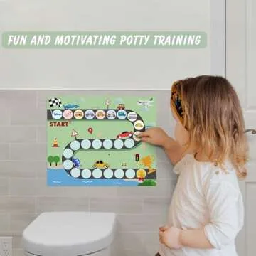 ZCCLINN 15PCS Cars Potty Training Chart - Race Car Transportation Themed Potty Training Reward Chart with Stickers for Toddlers Girls Boys, Vehicle Sticker for Kids Going Toilet Potties Trained