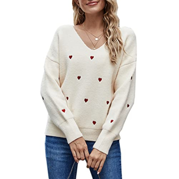 ECOWISH Valentine Heart Sweater for Women - Comfortable & Stylish