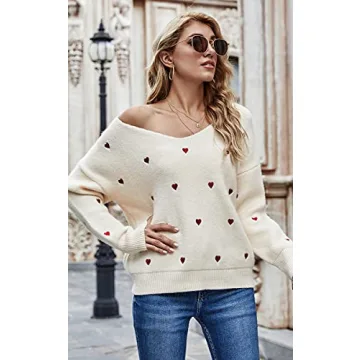 ECOWISH Valentine Heart Sweater for Women - Comfortable & Stylish