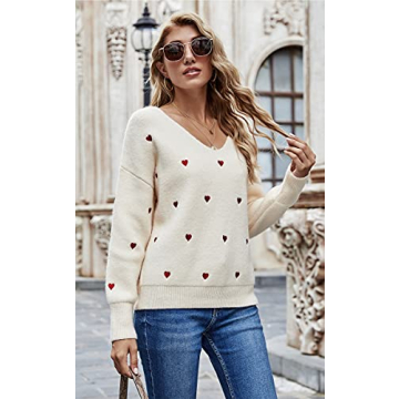 ECOWISH Valentine Heart Sweater for Women - Comfortable & Stylish