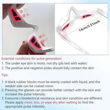 Under Eyes Red Light Therapy Massager Glasses,Microcurrent Eye face led red light Beauty Device unde...