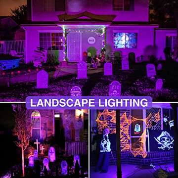 SUNVIE 2 Pack Halloween Spotlight Outdoor Black Light Spotlight Outdoor Waterproof 12W Purple Spot Lights Outdoor Halloween Black Lights Outdoor Blacklight Spotlight with US Plug for Glow Party Stage