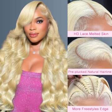 BOTNNS 28 Inch 613 13x6 Lace Front Wig Human Hair 200 Density Blonde Wig Human Hair 613 Body Wave Bl...