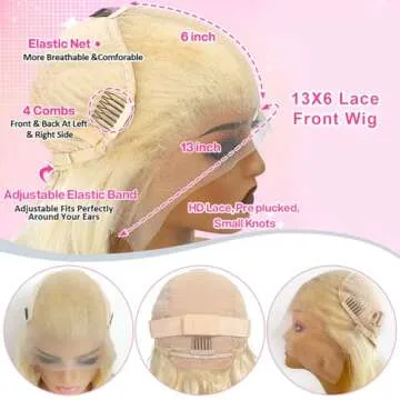 BOTNNS 28 Inch 613 13x6 Lace Front Wig Human Hair 200 Density Blonde Wig Human Hair 613 Body Wave Blonde HD Lace Front Wigs Human Hair Pre Plucked 613 Lace Frontal Wigs