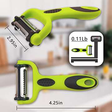 LEVINCHY Peeler 3-in-1 Rotatable Stainless Steel Blade, Work for Vegetable, Carrot and Fruit Peeler, Green