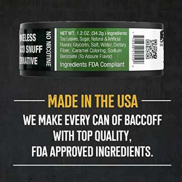 BaccOff Extra Wintergreen Fine Cut: 5 Cans of Quality Tobacco-Free Snuff
