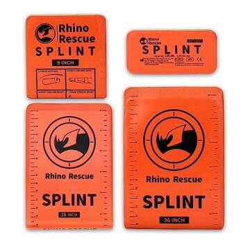 RHINO RESCUE First Aid Splint 36" X 4.3" Orange-Gray, Keep Bones in Position (4, Splint Bundle)