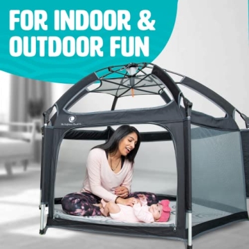 Portable Baby Playpen with Canopy - Safe Indoor Outdoor Play Yard