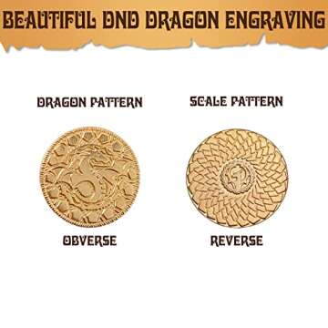 50 DND Fantasy Metal Gold Coins & Leather Pouch for Dungeons & Dragons Novelty Tabletop RPG Board Games Tokens Treasure Coins for Party Tablelap Games Accessories Addons Medieval Game