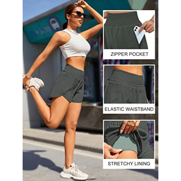 BMJL Women's Athletic High Waisted Gym Shorts