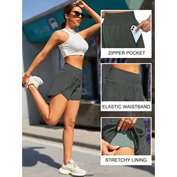 BMJL Women's Athletic High Waisted Gym Shorts