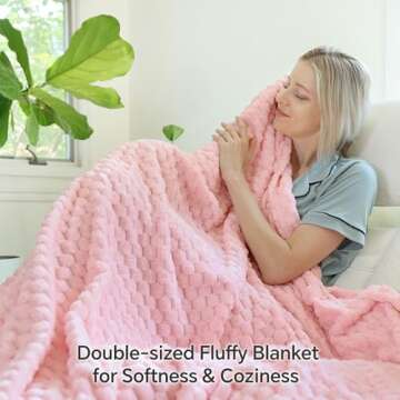 BEDELITE Fleece Blanket - 3D Jacquard Decorative Pink Throw Blankets for Women's Couch & Bed, Soft and Cozy Warm Plush Fluffy Blanket, Perfect for Valentine, Suitable for All Seasons, 50x60 Inches