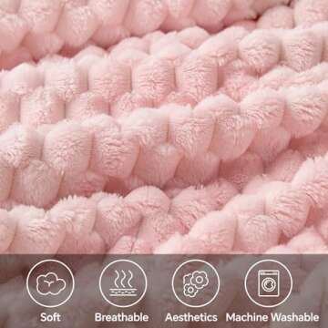BEDELITE Fleece Blanket - 3D Jacquard Decorative Pink Throw Blankets for Women's Couch & Bed, Soft and Cozy Warm Plush Fluffy Blanket, Perfect for Valentine, Suitable for All Seasons, 50x60 Inches
