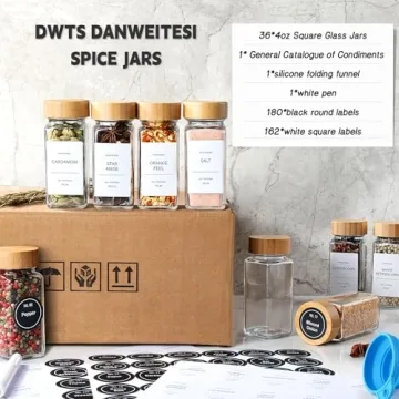 Organize Your Kitchen with 36 Glass Spice Jars Set