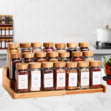 Organize Your Kitchen with 36 Glass Spice Jars Set