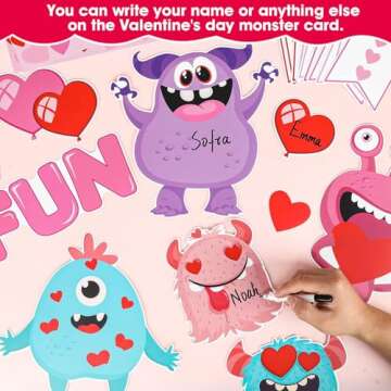 Valentine's Day Monster Bulletin Board Set for Classroom Fun