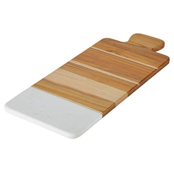 Anolon Pantryware Teak Wood and Marble Cutting Board / Teak Wood and Marble Serving Board - 9.5 Inch...
