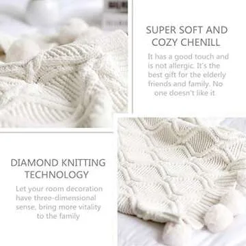 Luxurious Pom Pom Plush Throw Blanket for Cozy Comfort