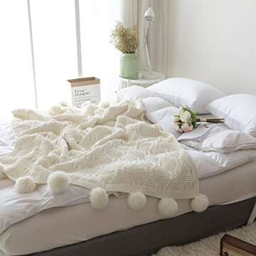 Luxurious Pom Pom Plush Throw Blanket for Cozy Comfort