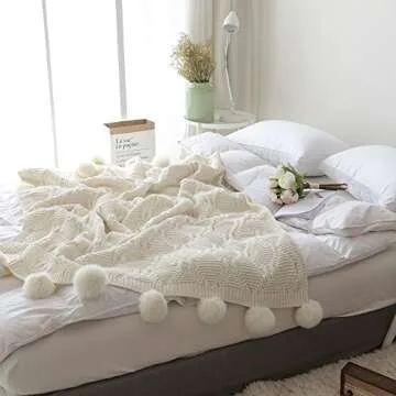 Luxurious Pom Pom Plush Throw Blanket for Cozy Comfort