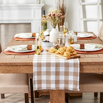 Elegant DII Fringed Check Table Runner for Dining