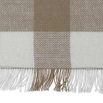 Elegant DII Fringed Check Table Runner for Dining