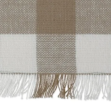 Elegant DII Fringed Check Table Runner for Dining