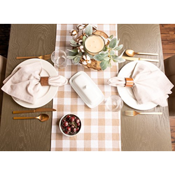 Elegant DII Fringed Check Table Runner for Dining