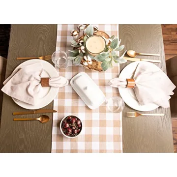 Elegant DII Fringed Check Table Runner for Dining