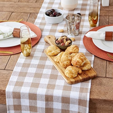 Elegant DII Fringed Check Table Runner for Dining