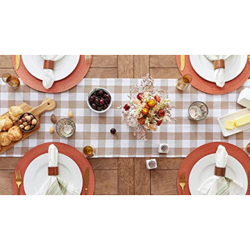 Elegant DII Fringed Check Table Runner for Dining