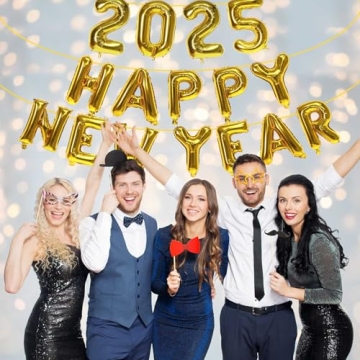 Gold Happy New Year 2025 Balloons for Elegant Celebrations