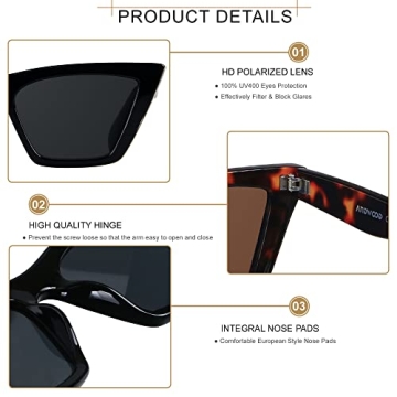 Stylish ANDWOOD Cat Eye Sunglasses – Polarized & Durable