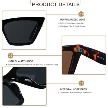Stylish ANDWOOD Cat Eye Sunglasses – Polarized & Durable