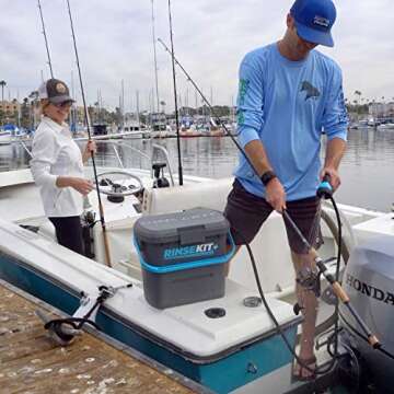 RinseKit Plus | Portable Shower with Hand Pump | 1.8 Gallons of Hot or Cold Water | Great for Camping, Surfing, Pets, Sports