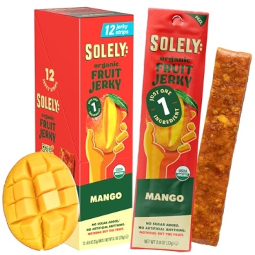 SOLELY Organic Mango Fruit Jerky - 12 Deliciously Healthy Snacks in One Pack