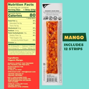 SOLELY Organic Mango Fruit Jerky - All-Natural Healthy Snack