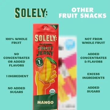 SOLELY Organic Mango Fruit Jerky - All-Natural Healthy Snack