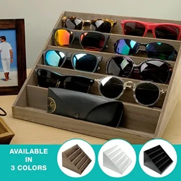 Excello Global Wooden Sunglass Organizer for 10 Pairs