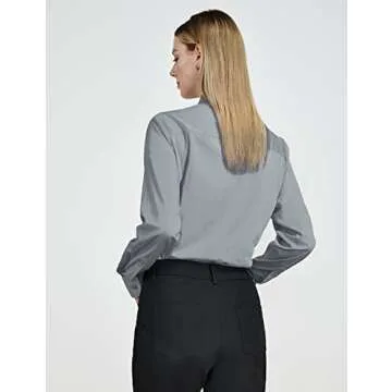 Tapata Womens Bodysuit Blouse Button Down One-Piece Long Sleeve Solid Office Work Shirt Casual Tops, Light Grey, Medium