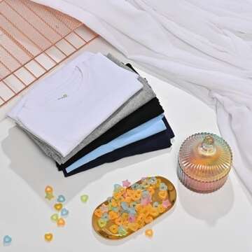 Semois 5 Pack Boys Long Sleeve Soft Cotton Tees